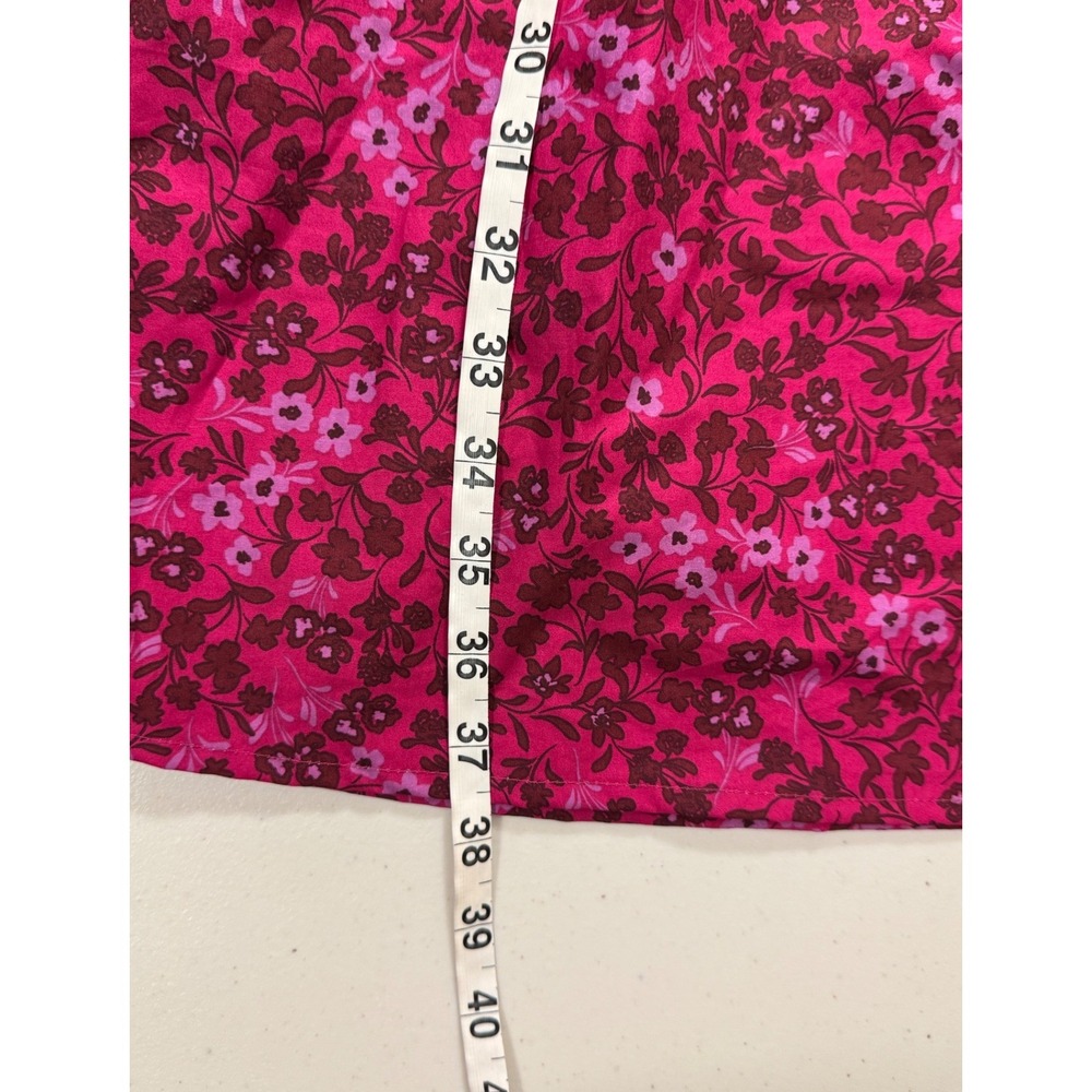 Terra & Sky Mini Cinched Dress Women 0X Dark Azalea Floral Smocked Pockets NEW - Picture 9 of 11